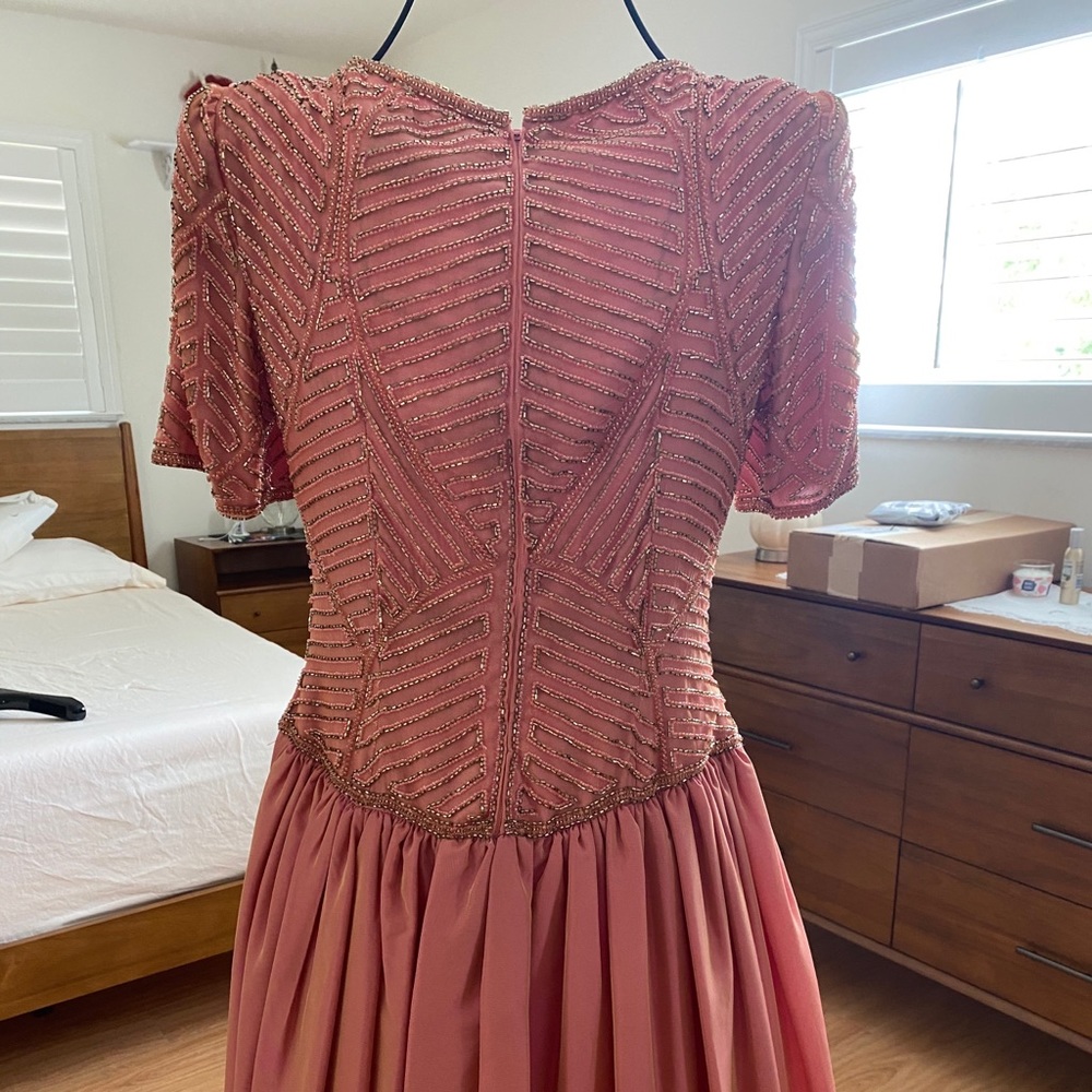 Vintage pink beaded ball gown